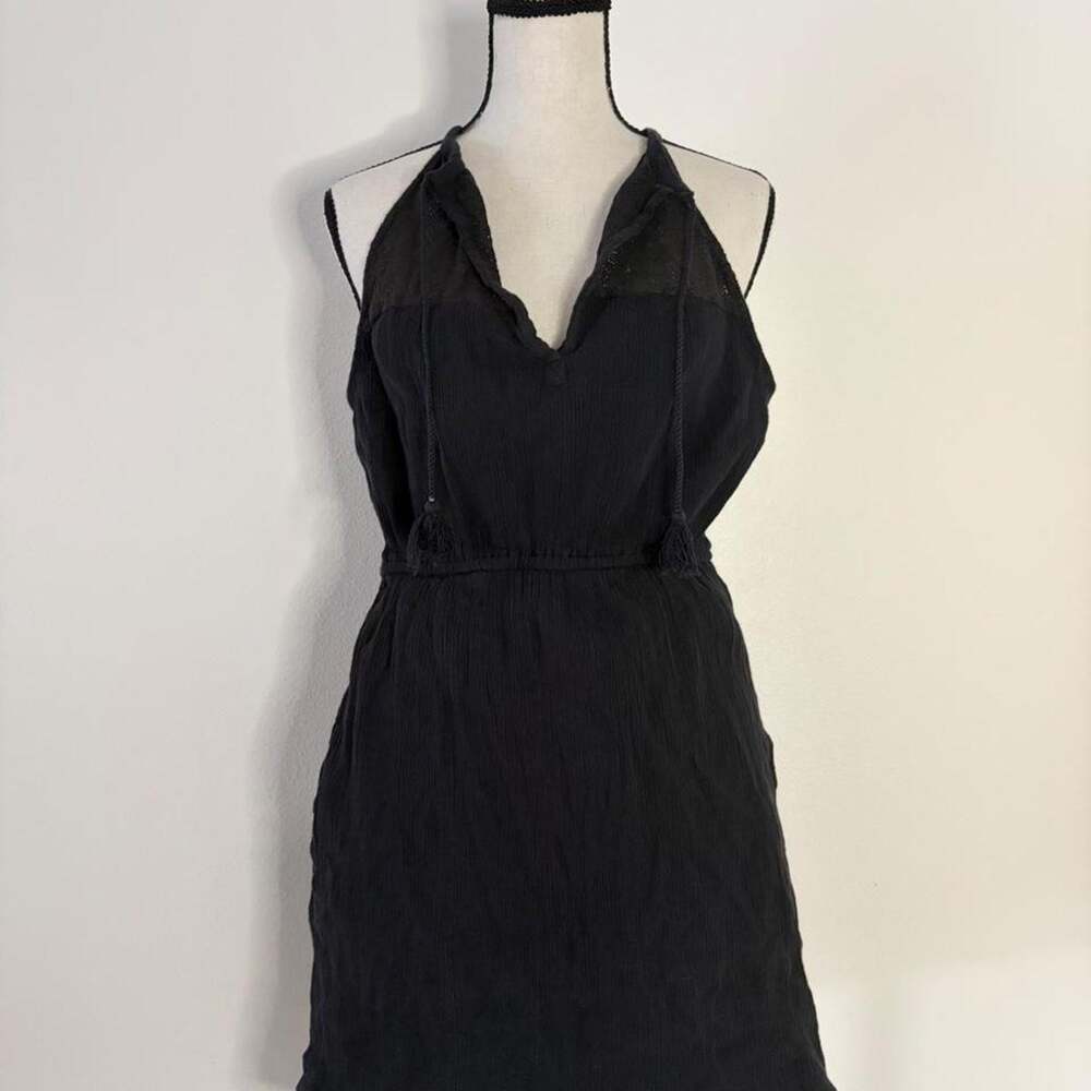 Roxy black lace halter mini